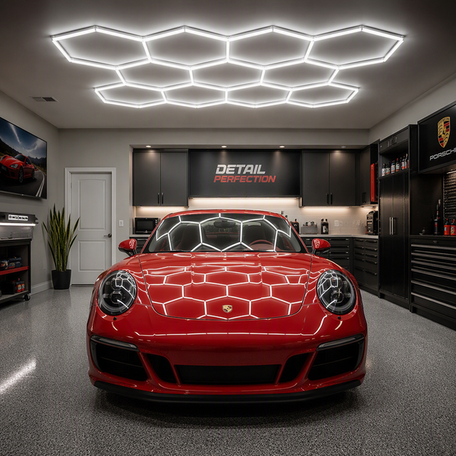 SUEZ DIY Hexagon LED Garage Light Kit Shadowless Honeycomb Ceiling Lighting For Car Detailing Workshop Gym Showroom Wholesale