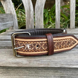 Nouveau véritable collier de chien en cuir usiné à la main pour le cou en cuir véritable vente chaude gravé rembourré collier de chien réglable pour animaux de compagnie - Product Image 1