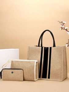 ถุงปอกระเจาด้านบนดีไซน์เรียบง่ายที่จับที่สมบูรณ์แบบสำหรับการช้อปปิ้งใช้ในชีวิตประจำวันที่มีคุณภาพสูงสุดถุงผ้าใบทำด้วยมือ - Product Image 3