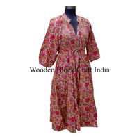 Robe décontractée pour femme Club A-Line à imprimé floral, en coton, grande taille, respirante, écologique, sexy, taille naturelle, manches bouffantes, pour l'été