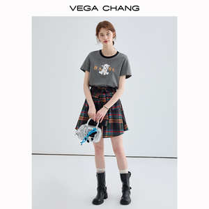 VEGA CHANG Falda escocesa de tartán tradicional escocesa con bolsillos para mujer Falda plisada de estilo coreano - Product Image 5