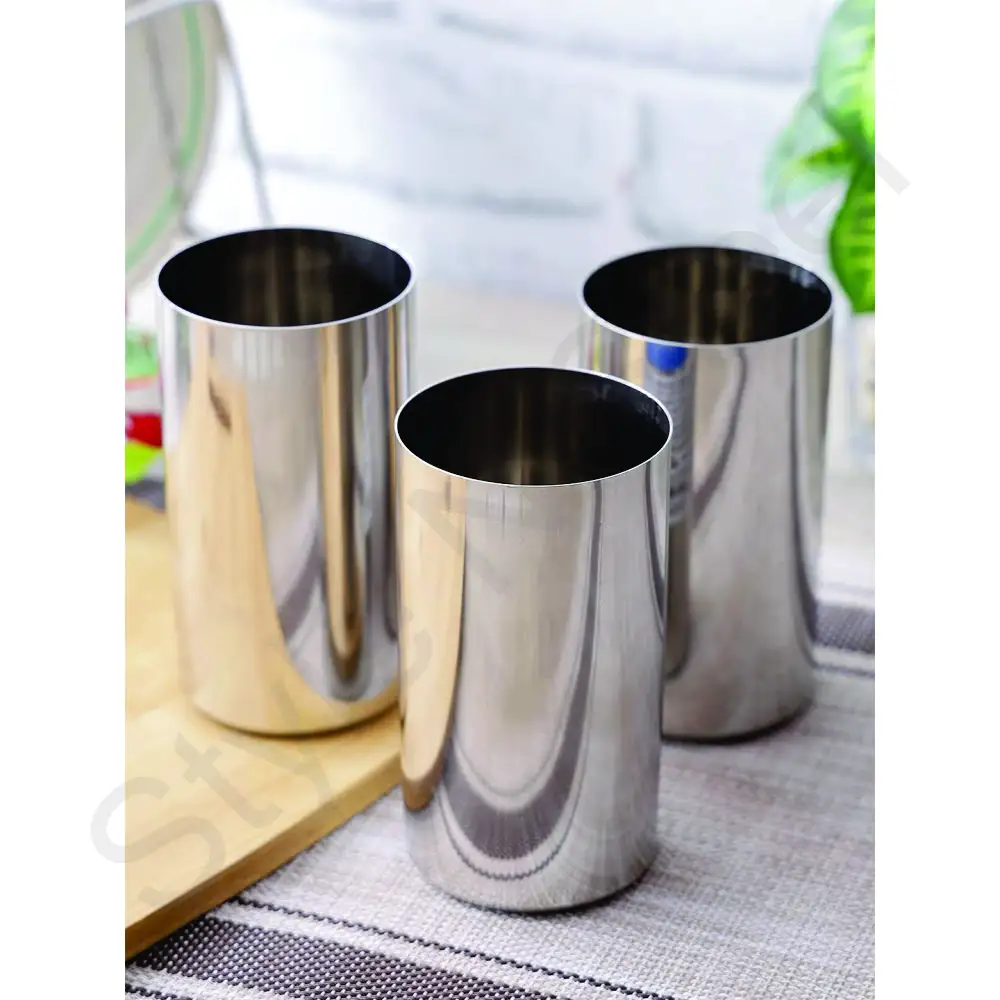 Water Glass Set of 6 Stainless Steel Solid Metal Serving Glasses Multi Purpose Water Drinking Glass