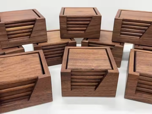 Sous-verres élégants en noyer de qualité supérieure faits à la main par Crescent Crafts pour le bureau à domicile Style classique pour les cadeaux par l'artisanat en croissant - Product Image 4