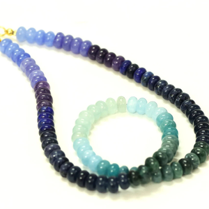 Magnifique collier de perles rondes lisses en quartz multicolores, 7-8 mm, teinte bleu-vert, perles de pierres précieuses en quartz, collier coloré - Product Image 1