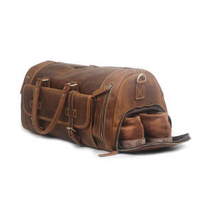 Wholesale leather duffel bags for men stylish travel bag custom design durable luggage high quality leather bag supplier - Product Image 1
