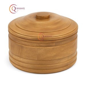 Couvercle rond de forme de casserole en bois massif fabriqué à la main directement du fournisseur indien pour le récipient de stockage des aliments de cuisine - Product Image 1