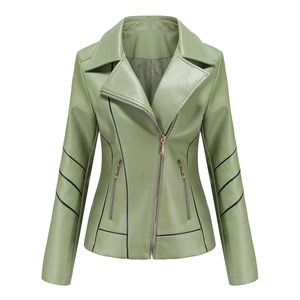 Chaqueta de color sólido con costuras y cremallera de pie de cuero para mujer, chalecos para mujer, chaqueta vaquera ligera - Product Image 6