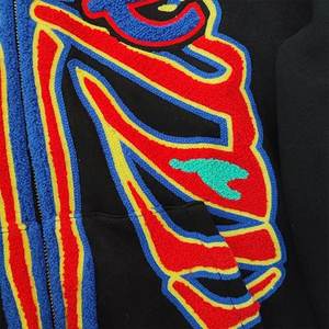 Embroidery Streetwear Y2k <b>men's</b> hoodie Skeleton Manufacturers Heavyweight Full Zip up Custom Hoodies <b>men</b> - Product Image 2