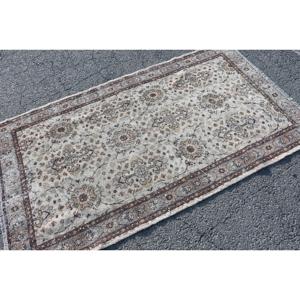 Vintage Turkish Rug, 3.8x6.6 ft Area Rug, <b>Brown</b> Floral Rug - Product Image 2