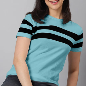 T-shirts respirants à manches courtes en pur coton de haute qualité pour les femmes T-shirt de couleur unie à col rond personnalisé avec logo imprimé - Product Image 6