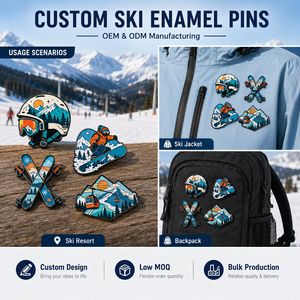 Épingles en émail personnalisées pour le ski et le snowboard, badges de montagne d'hiver pour sac à dos, veste, cadeaux pour les sports de plein air - Product Image 3