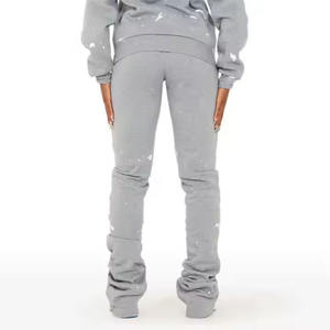 Ensemble de survêtement deux pièces pour femme, haut court à capuche et pantalon de jogging, en spandex/polyester, long, délavé, pour l'hiver, vente en gros - Product Image 5