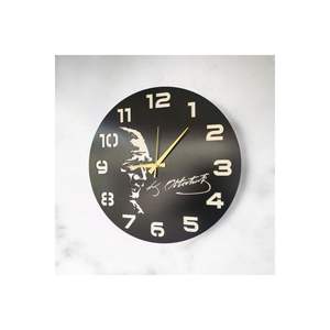 Atatürk sigza นาฬิกาแขวนผนังเงียบ50ซม. ไม้สีดำของขวัญตัวเลขที่เรียบง่าย - Product Image 4