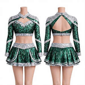 Uniformes de compétition de cheerleading personnalisés pour adultes, en polyester, avec broderie 3D et impression par transfert thermique, service OEM, performance d'équipe - Product Image 1