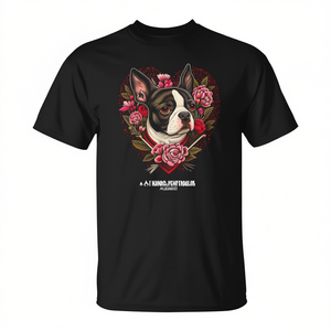T-Shirt Promozionale per San Valentino con Boston Terrier, Design Personalizzabile per Cani e i Loro Amanti - Product Image 2