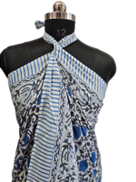 Sarong en coton Sanganeri Jaipuri imprimé à la main avec motif floral, écharpe faite à la main, séchage rapide et option grande taille