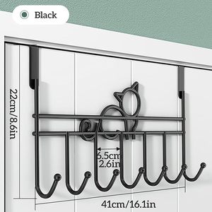 Colgador de puerta de metal negro con ganchos para toallas Organizador de puerta decorativo para uso en ropa - Product Image 5