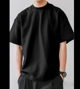 เสื้อยืดสองโทนสีบล็อกสีสำหรับผู้ชายเสื้อยืดผ้าฝ้ายทรงเข้ารูปแบบผ่าข้าง2สี - Product Image 5