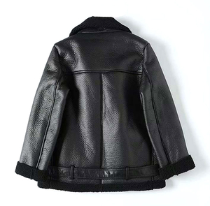 Premium Quality <b>Men's</b> Faux Leather <b>Jacket</b> Thick Faux Fur <b>Shearling</b> Lapel Collar Botton Down Long Trench Coats Black Brown - Product Image 2