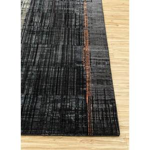 Alfombra Kavi Gris y Negra Anudada a Mano de Lana y Seda de Bambú con Patrón Abstracto Srb(701) para Uso Doméstico - Product Image 4