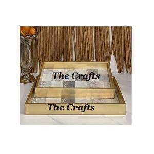 Bandeja para servir aperitivos de diseño ventajoso Bandeja para servir pulida de oro de metal de forma redonda a precios razonables - Product Image 2