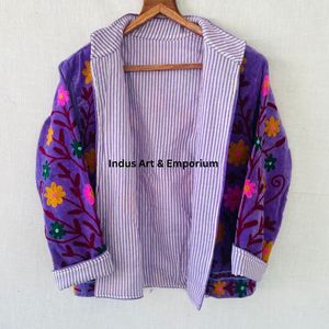 Chaqueta Suzani India Hecha a Mano, Chaqueta Corta Bordada a Mano, Abrigo Unisex, Chaqueta Corta Suzani Hecha a Mano - Product Image 6
