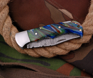 มีดพกเหล็กดามัสกัสพับได้มีด้ามจับไม้เกรด DIY สำหรับการปรับแต่ง OEM สำหรับการตั้งแคมป์ในอุตสาหกรรม - Product Image 4