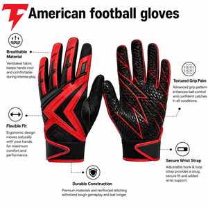 Gants de football américain à texture douce, ajustement sûr, mouvements flexibles, adhérence forte, durables, adaptés à un usage sportif - Product Image 6