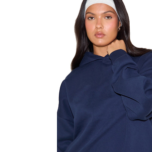 เสื้อมีฮู้ดสวมหัวผ้าฟลีซผ้าฝ้ายแบบสวมหัวไหล่เสื้อมีฮู้ดสำหรับผู้หญิงโลโก้โอเวอร์ไซส์แบบกำหนดเอง - Product Image 3