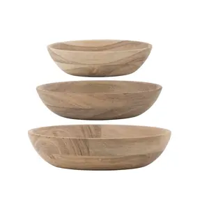 Solid Wood Bowl Wholesale Supplier handicraft different Size dough bowl salad decorate dinnerware Wood bowl