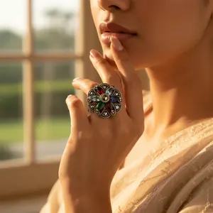 Bague en argent 925 avec pierres précieuses, broches de mode pour femmes - Product Image 2