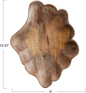 Hand-Carved Mango <b>Wood</b> Scalloped Platter for Serving Natural Serving Tray Lightweight Natural Dinnerware Dishes for <b>Steak</b> - Product Image 4