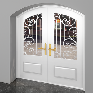 ประตูเหล็กคลาสสิกที่มีรูปแบบการเลื่อนเต็มรูปแบบและแทรกแก้วที่ออกแบบมาสำหรับการรักษาความปลอดภัยในโรงเรียนวิลล่าโรงแรม - Product Image 3