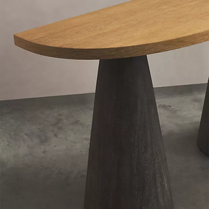 Table console en bois à double piédestal minimaliste, table d'entrée sculpturale, meubles de luxe pour couloir, style de design LeMieux et Cie - Product Image 3