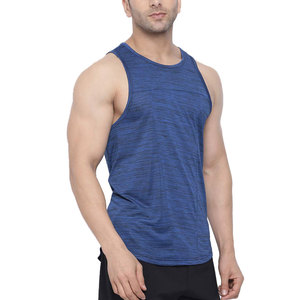 Débardeurs de sport pour hommes en coton décontracté de couleur bleu uni personnalisés pour l'entraînement et les vêtements de sport - Product Image 3