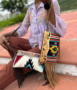 Nueva Manta con sillín de estilo occidental, bolsos de cuero con herramientas, bolsos cruzados de cuero azteca de alta calidad, bolsos multicolores Vintage - Product Image 4