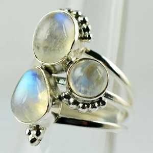 Rainbow Moonstone 925 Sterling Silver Handmade Statement Ring Boho June Birthstone Jewelry Perfect Gift for Her Birthday - Product Image 2