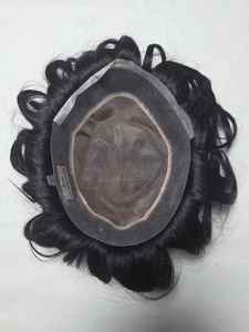 Prothèse capillaire bouclée pour homme en cheveux humains mono-base australiens - Cheveux Remy bruts d'Alibaba - Product Image 2