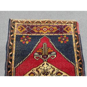 KayraHome Vintage 2x3.9 ft Small Turkish <b>Red</b> Patchwork <b>Wool</b> Rug Eco-Friendly Traditional Latex Backing Medium Thickness Medium - Product Image 5