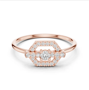 Bague en or rose 14 carats de qualité supérieure avec diamant brillant rond au design minimaliste pour un attrait élégant de l'Inde - Product Image 1