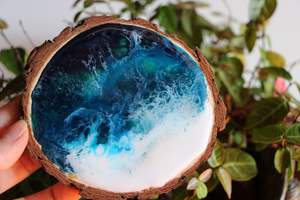 Sous-verres en résine artistique haute brillance, sous-verres faits à la main de qualité supérieure avec paillettes et tourbillon de couleur, sous-verres en pierre - Product Image 6