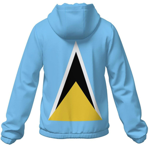 แจ็คเก็ตกันลม Saint Lucia มีซิปเต็มรูปแบบน้ำหนักเบาสีฟ้าสีเหลืองสีดำสามเหลี่ยมสีฟ้า - Product Image 6