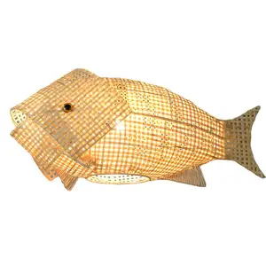 Kit de lampe suspendue en forme de poisson en bambou tendance chaude Style contemporain Beige suspension suspendue pour la décoration de la maison meilleure vente