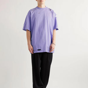 Camisetas personalizadas para hombre con efecto desgastado, camisetas de algodón 100% para hombre, estilo oversize, lavado ácido, lisas, para la temporada de verano. - Product Image 6