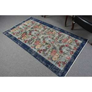 พรมขนสัตว์สีเบจสีน้ำเงินคลาสสิกขนาด3.7x6.5ฟุตงานเย็บปะสไตล์ตุรกีสำหรับห้องนั่งเล่นหรือห้องนอนพร้อมแผ่นยางรองหลัง - Product Image 4