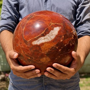 Venta al por Mayor de Bolas de Piedra de Jaspe Rojo Pulido de Primera Calidad MUNTAHA AGATE, Cristal Curativo, Energía, Meditación, Reiki, Feng Shui para el Hogar, 150-250 g - Product Image 5
