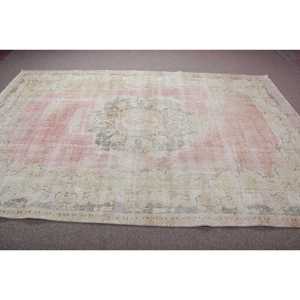 Tapis turc vintage de 6,7 x 10 pieds, grand tapis, tapis persan blanc - Product Image 3