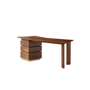 Warm Brown <b>Solid</b> <b>Wood</b> Writing <b>Desk</b> Spacious Natural-Grain Surface Stable Computer <b>Desk</b> with 1-Year Warranty - Product Image 1