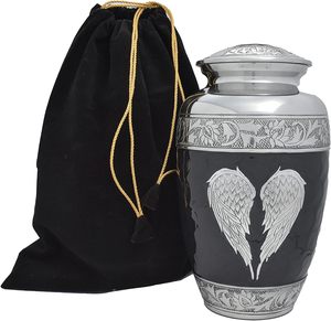 ไม้แกะสลักนานาชาติปีกนางฟ้าโกศสำหรับขี้เถ้าขี้เถ้าหรืองานศพโกศสำหรับผู้ใหญ่ - Product Image 1