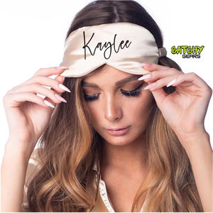 Masque pour les yeux de sommeil à logo personnalisé Masque pour les yeux de sommeil en satin de soie à la mode doux de luxe avec 35 couleurs pour cadeau de sommeil et de beauté de spa - Product Image 4
